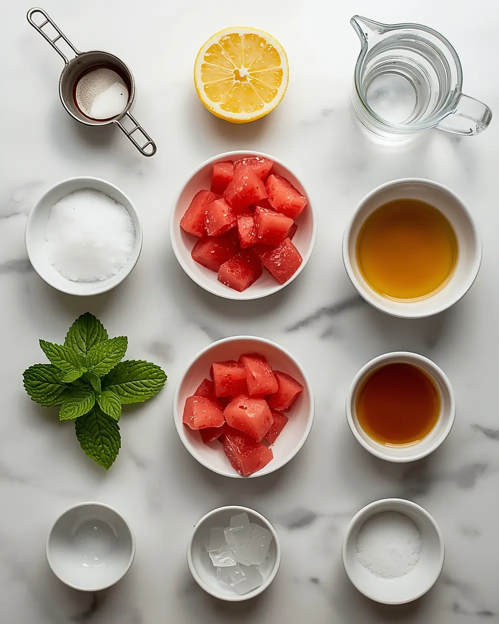 Ingredients for summer watermelon slushie recipe
