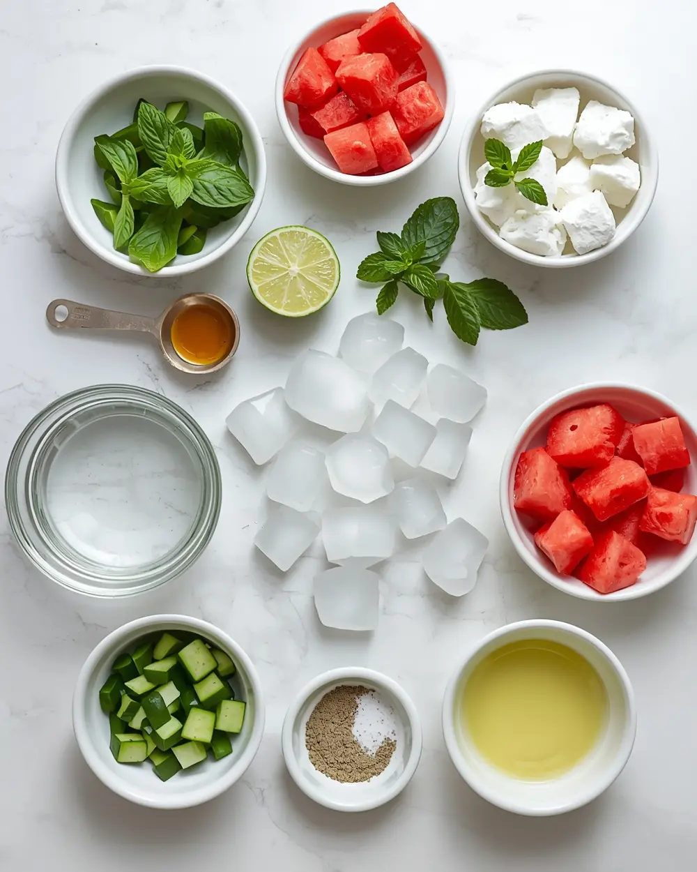Ingredients for summer watermelon slushie recipe