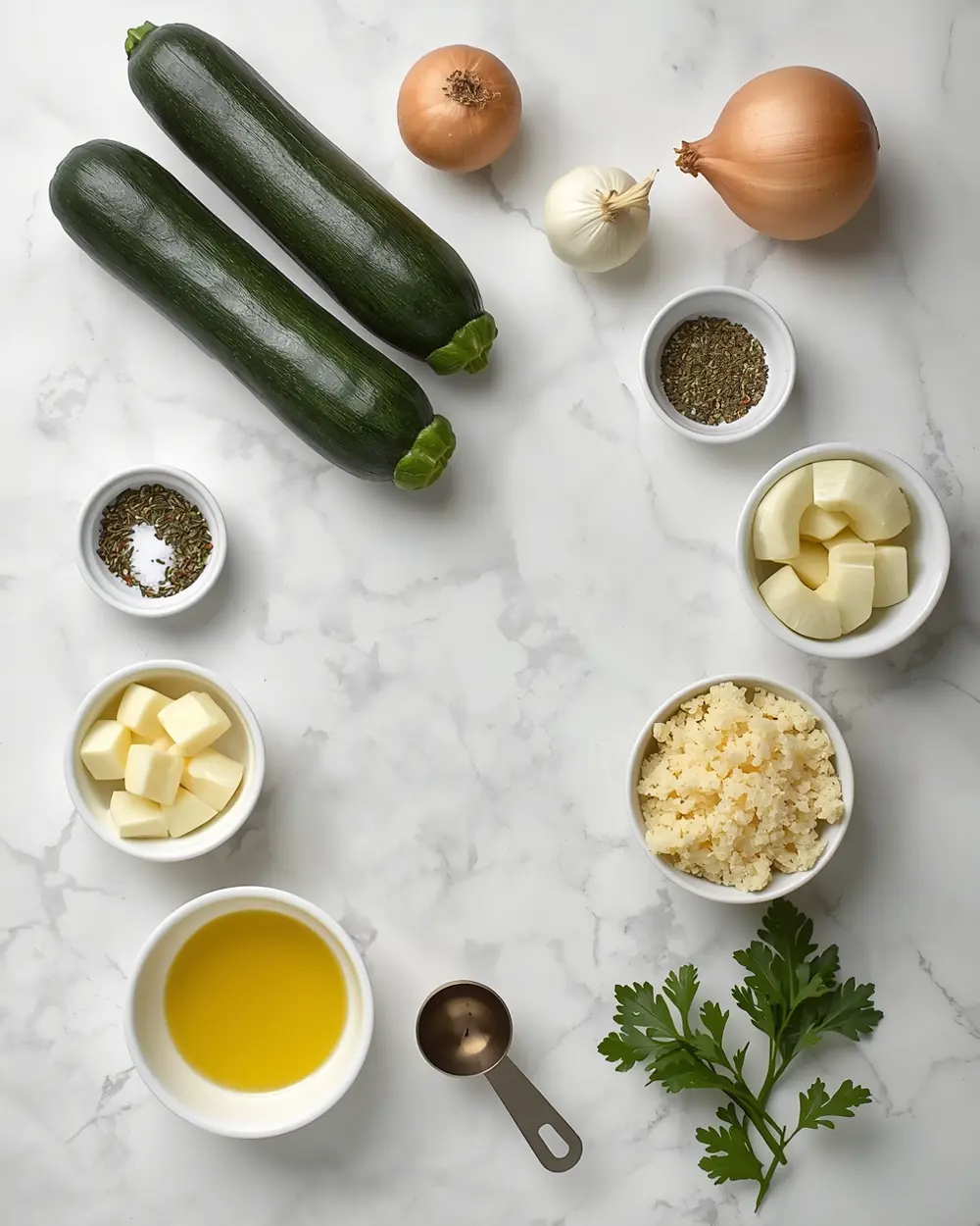 Ingredients for summer zucchini casserole recipe easy