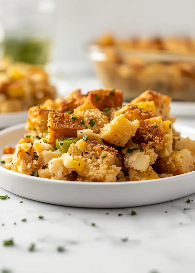 thanksgiving cornbread stuffing recipe ready to serve