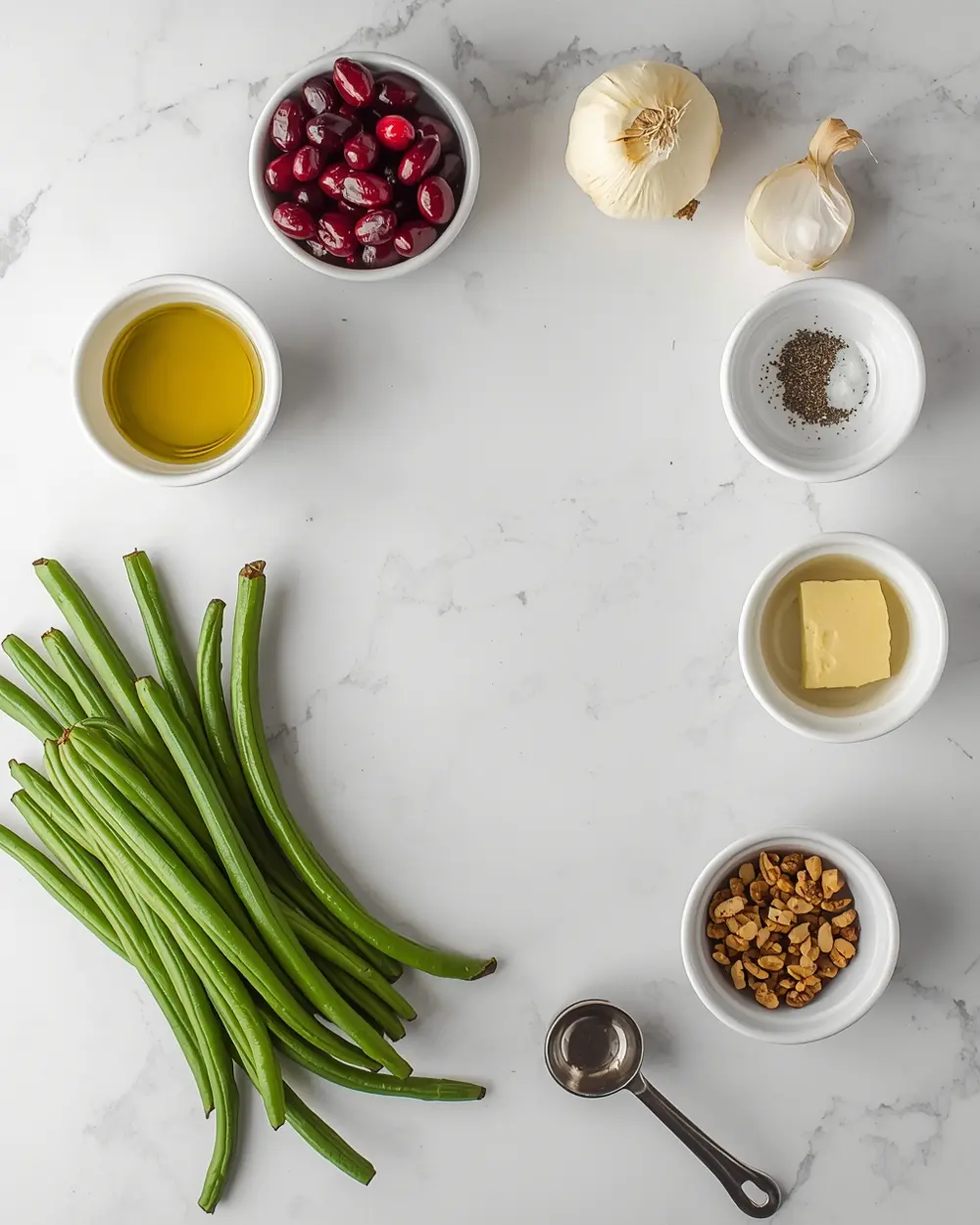 Ingredients for thanksgiving cranberry green beans recipe