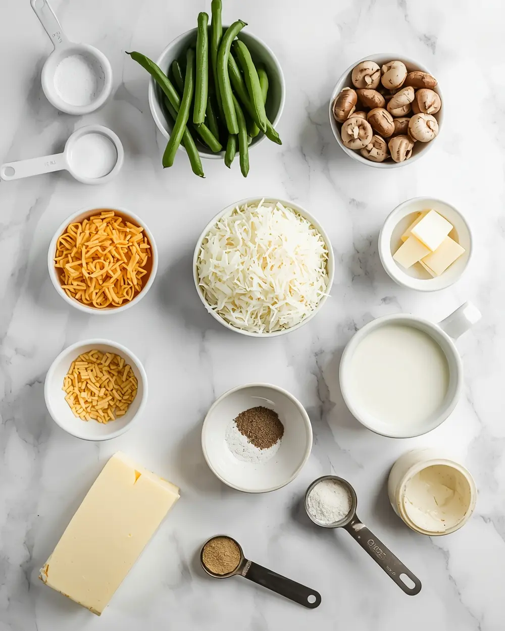 Ingredients for thanksgiving green bean casserole recipe