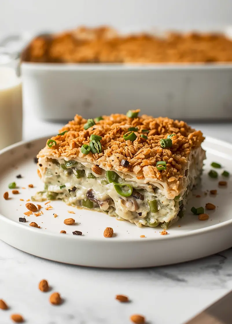 thanksgiving green bean casserole recipe ready to serve