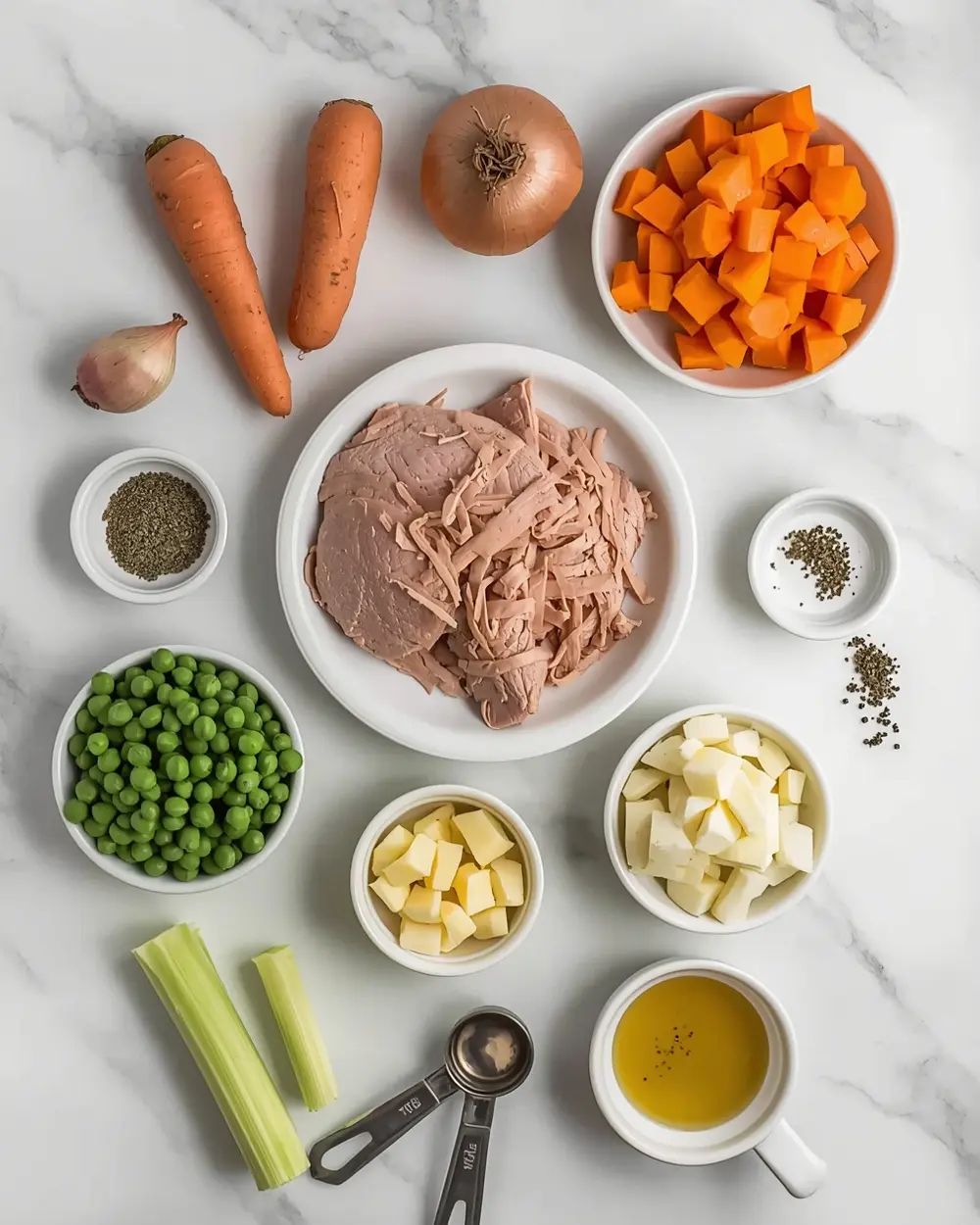 Ingredients for thanksgiving leftover turkey soup recipe