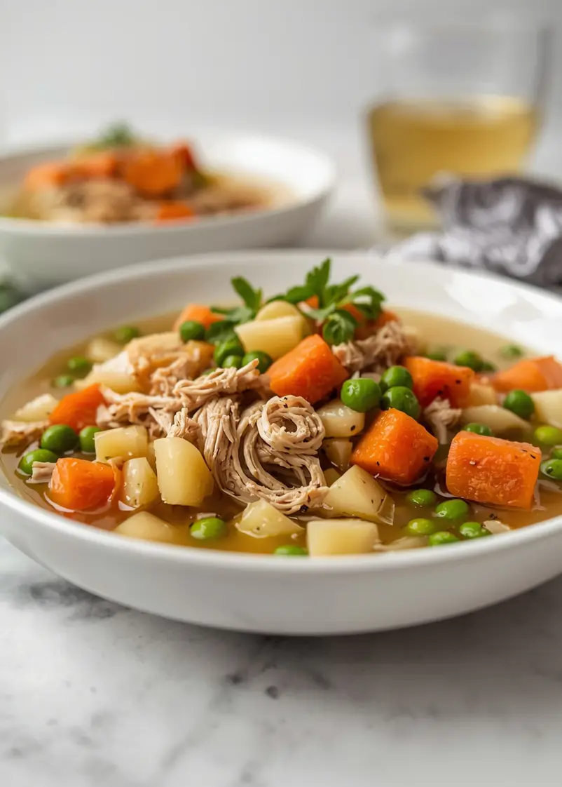thanksgiving leftover turkey soup recipe ready to serve