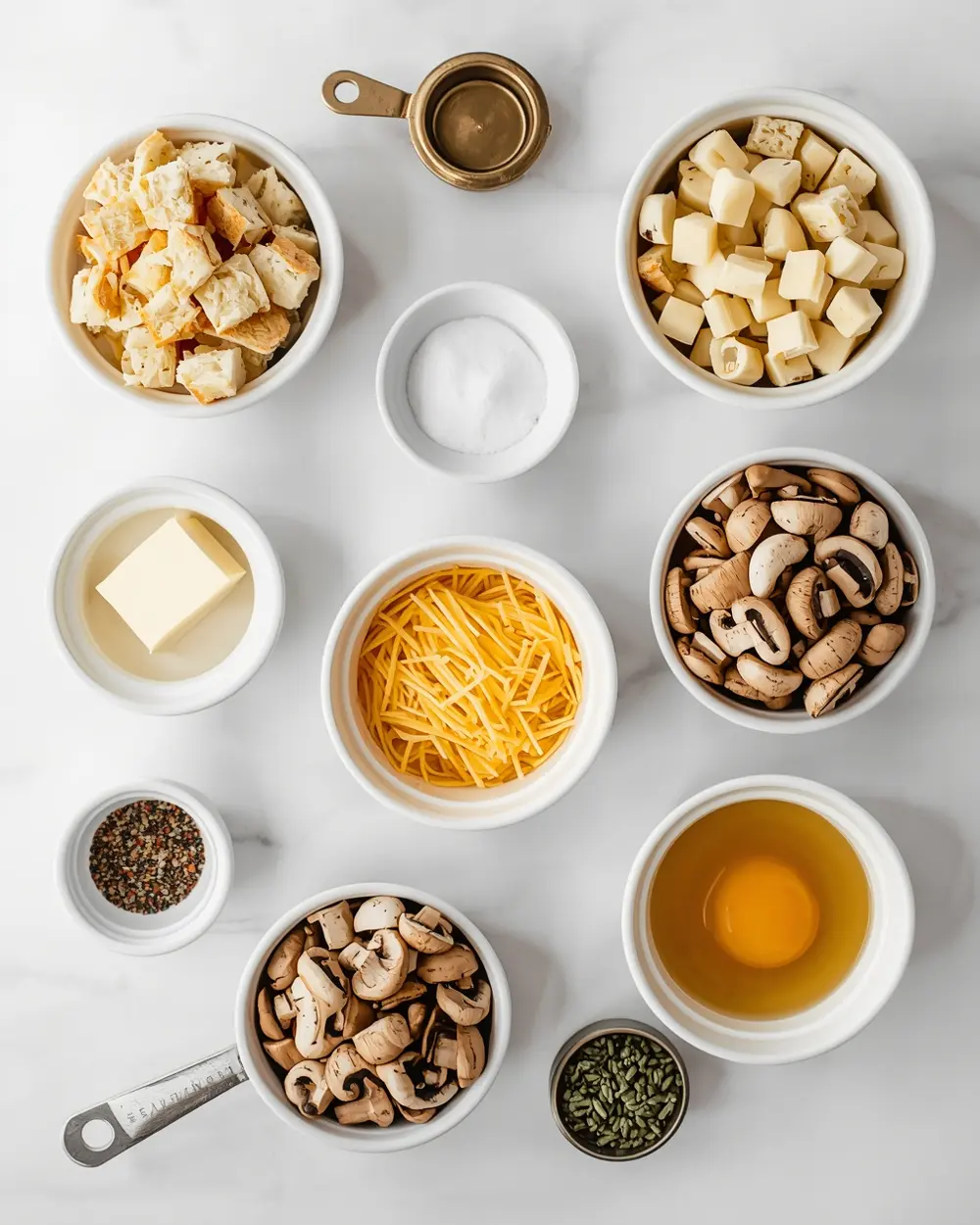 Ingredients for thanksgiving mushroom stuffing recipe