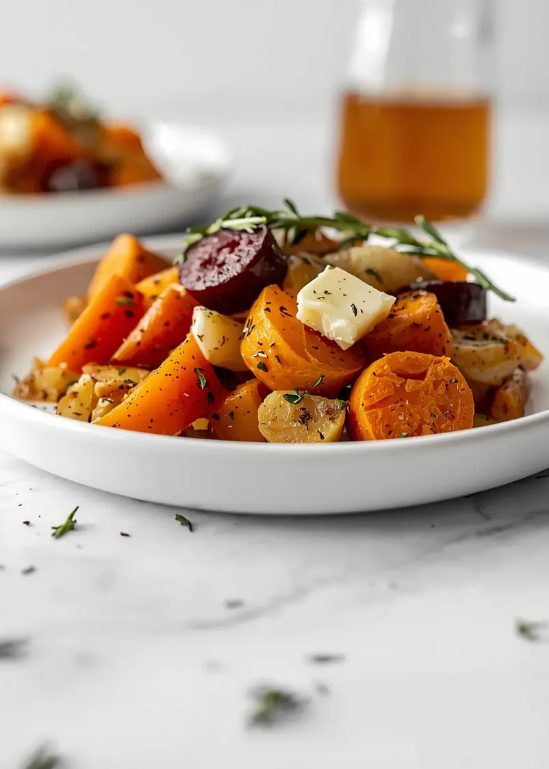 thanksgiving roasted root vegetables recipe ready to serve