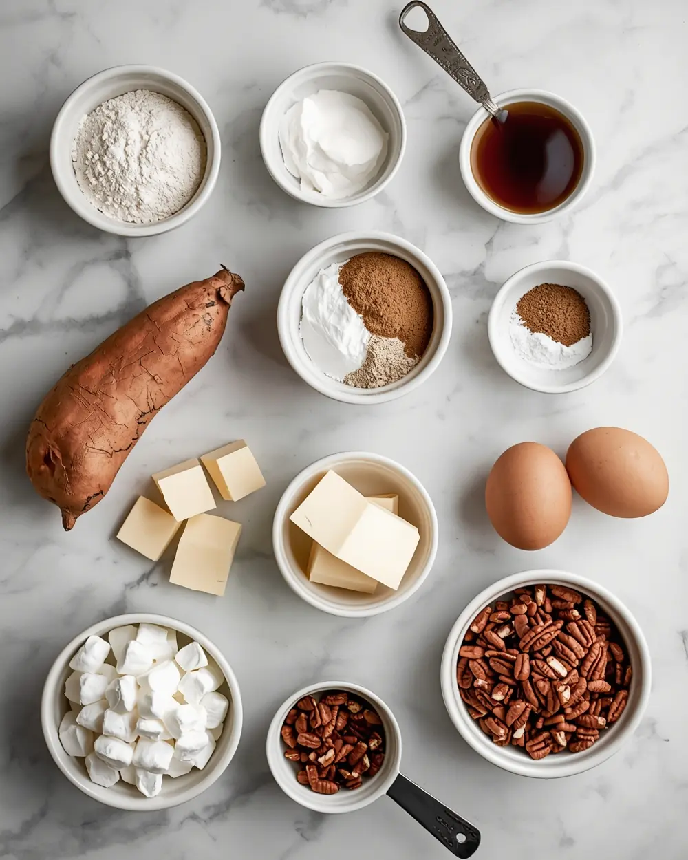 Ingredients for thanksgiving sweet potato casserole recipe