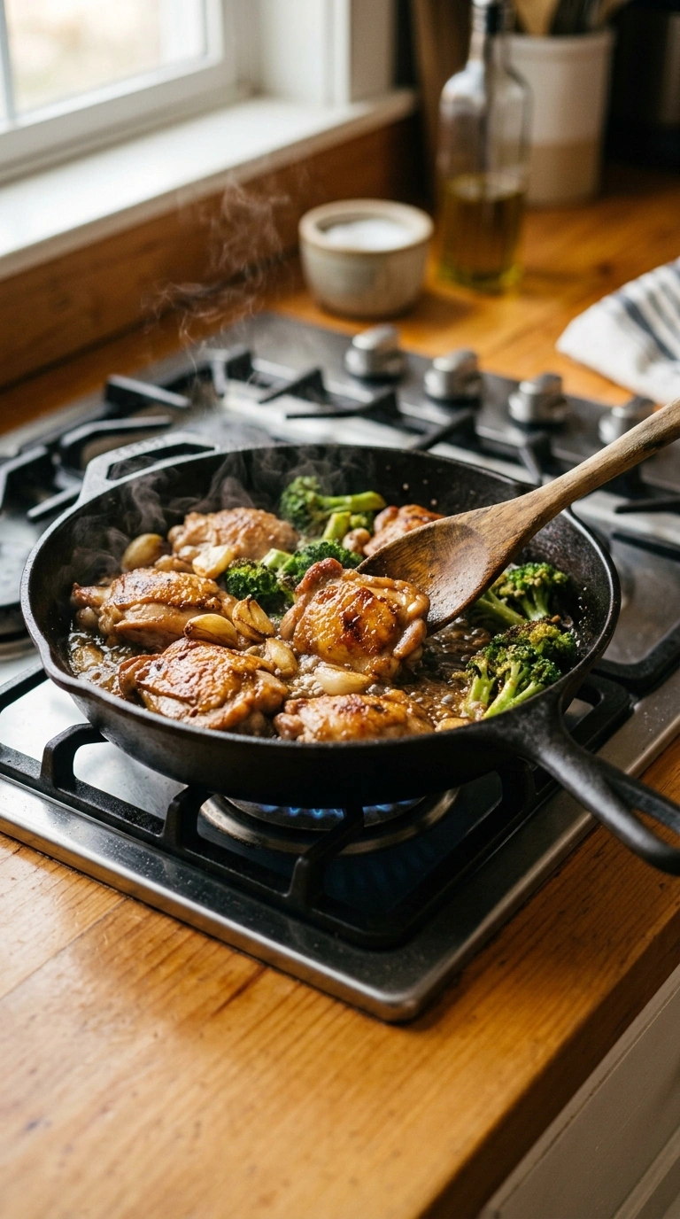 Cooking instructions for golden 30 min honey garlic chicken skillet