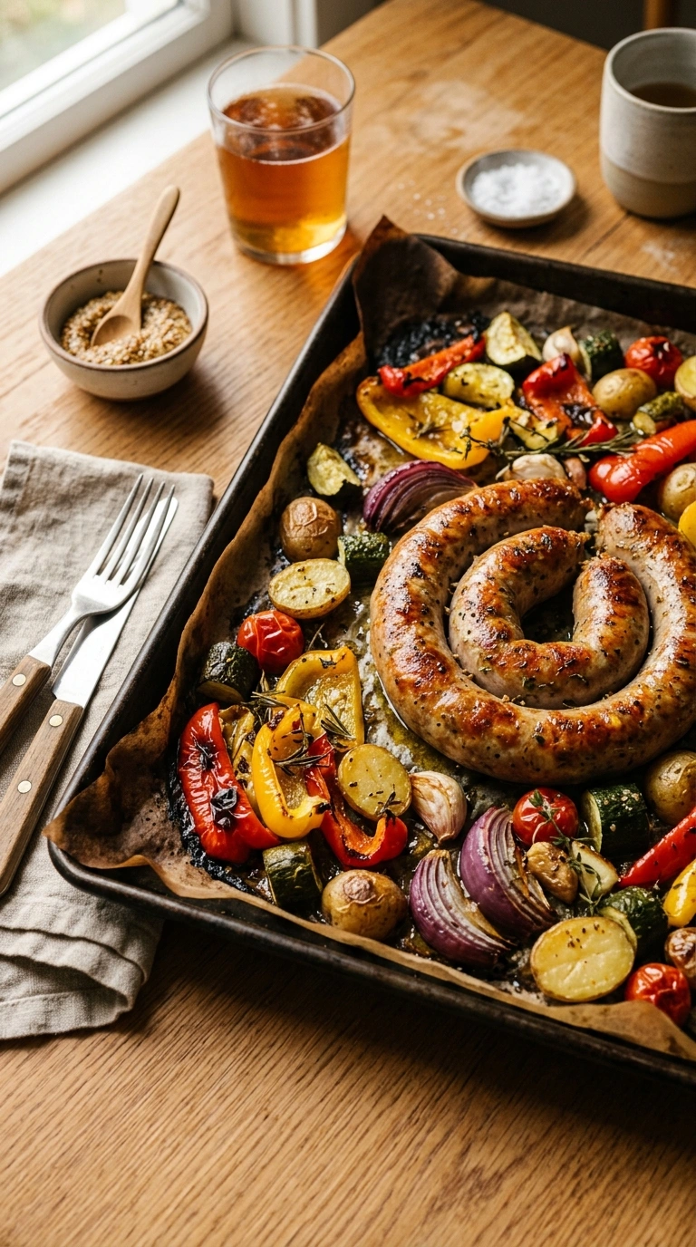 Golden Sheet Pan Chicken Sausage and Veggies | 30-Min Family Weeknight