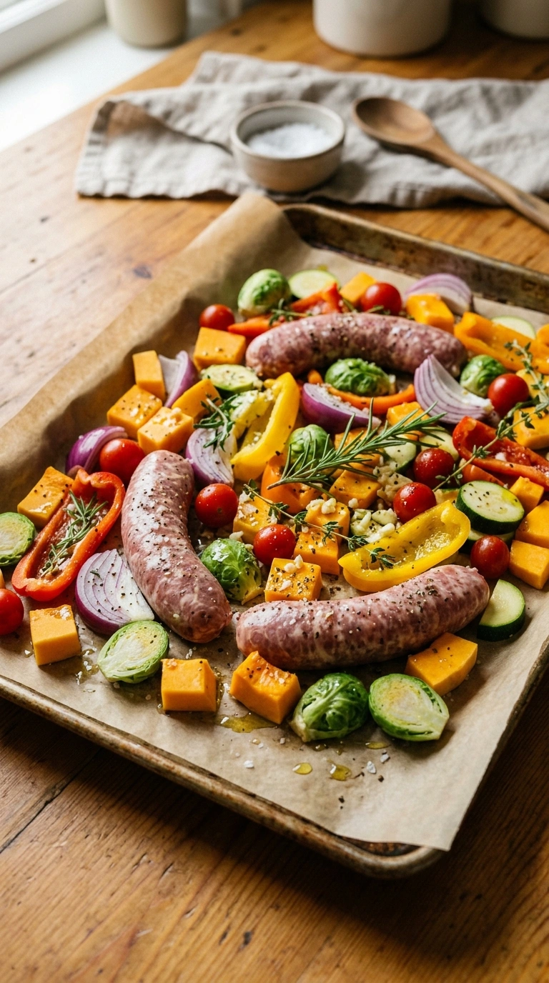 Cooking instructions for golden 30 min sheet pan chicken sausage veggies