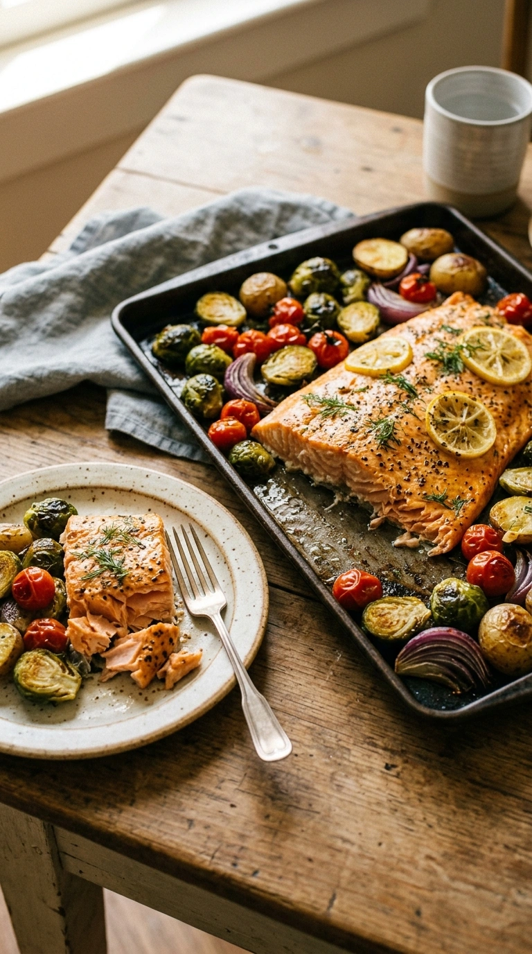 golden 30 min sheet pan salmon ready to serve