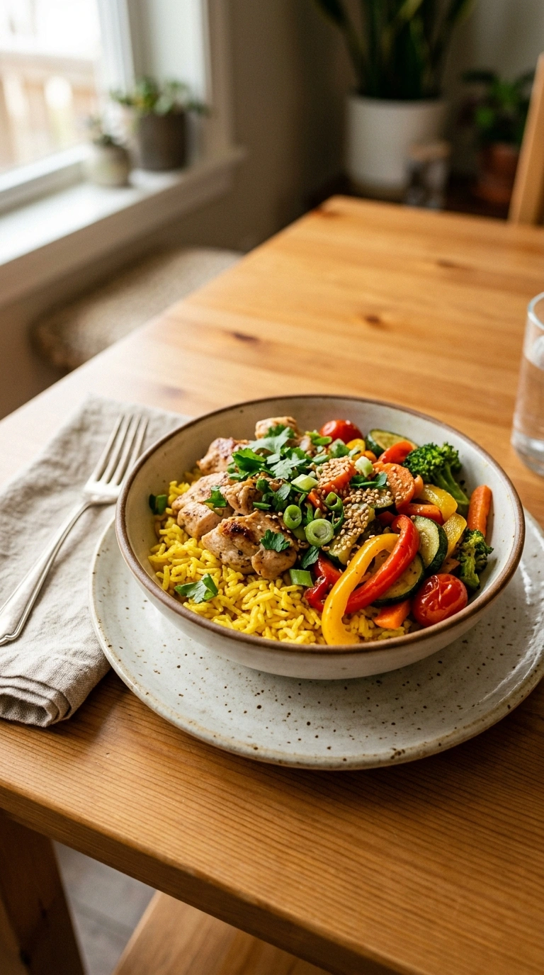 Golden Chicken Rice Bowl | 25-Min Easy Family Weeknight Dinner
