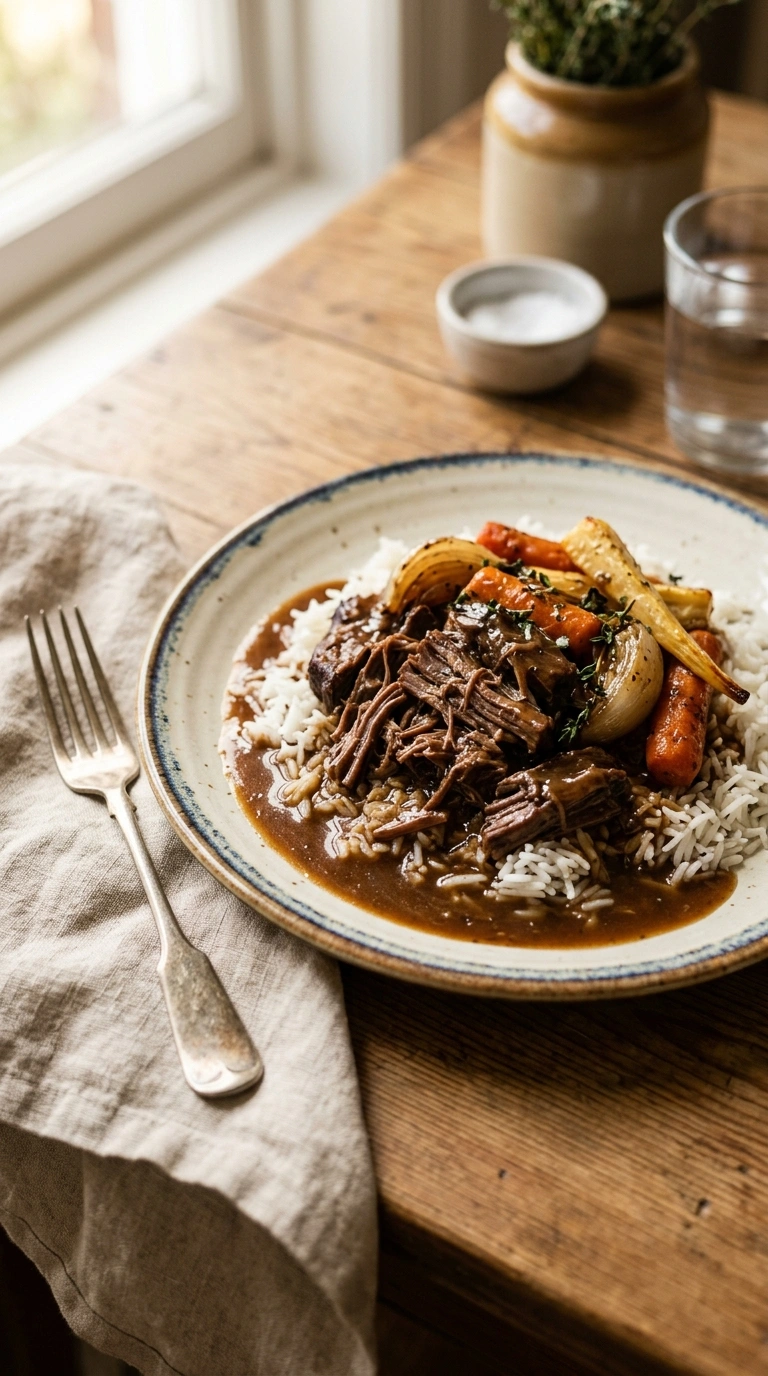 deep rich slow cooker beef brisket ready to serve