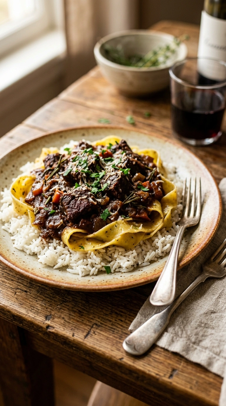 deep rich slow cooker beef ragu ready to serve