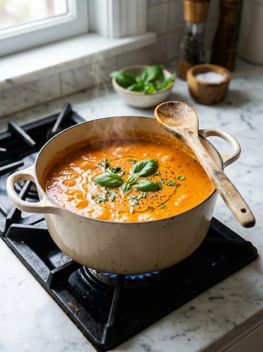 Cooking instructions for creamy comforting slow cooker tomato soup