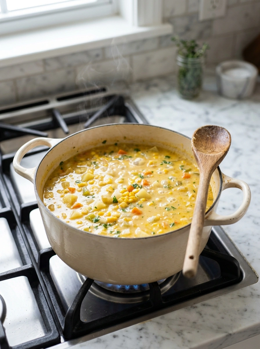 Cooking instructions for creamy hearty slow cooker corn chowder