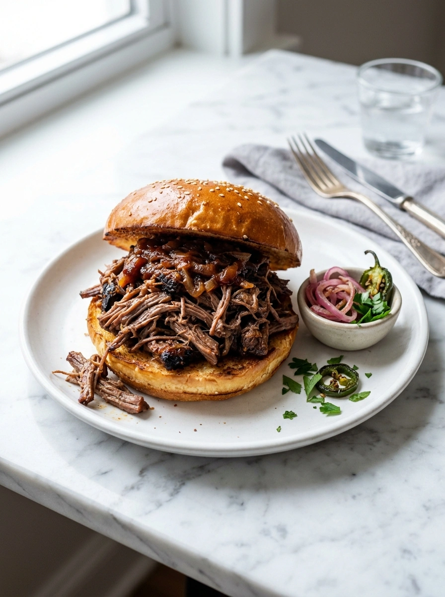 Smoky Slow Cooker BBQ Pulled Beef | Labor Day Family Football Tailgate