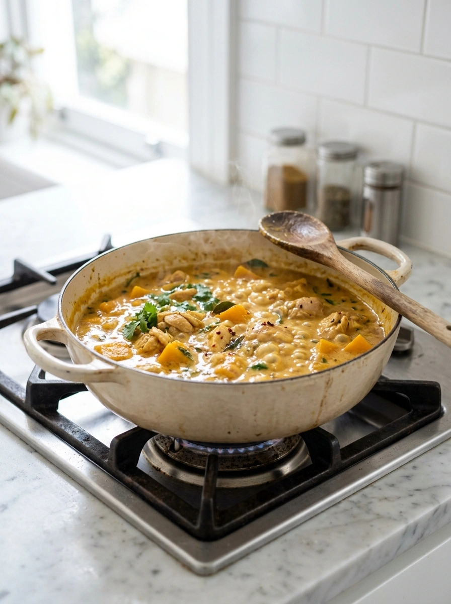 Cooking instructions for cozy slow cooker pumpkin curry