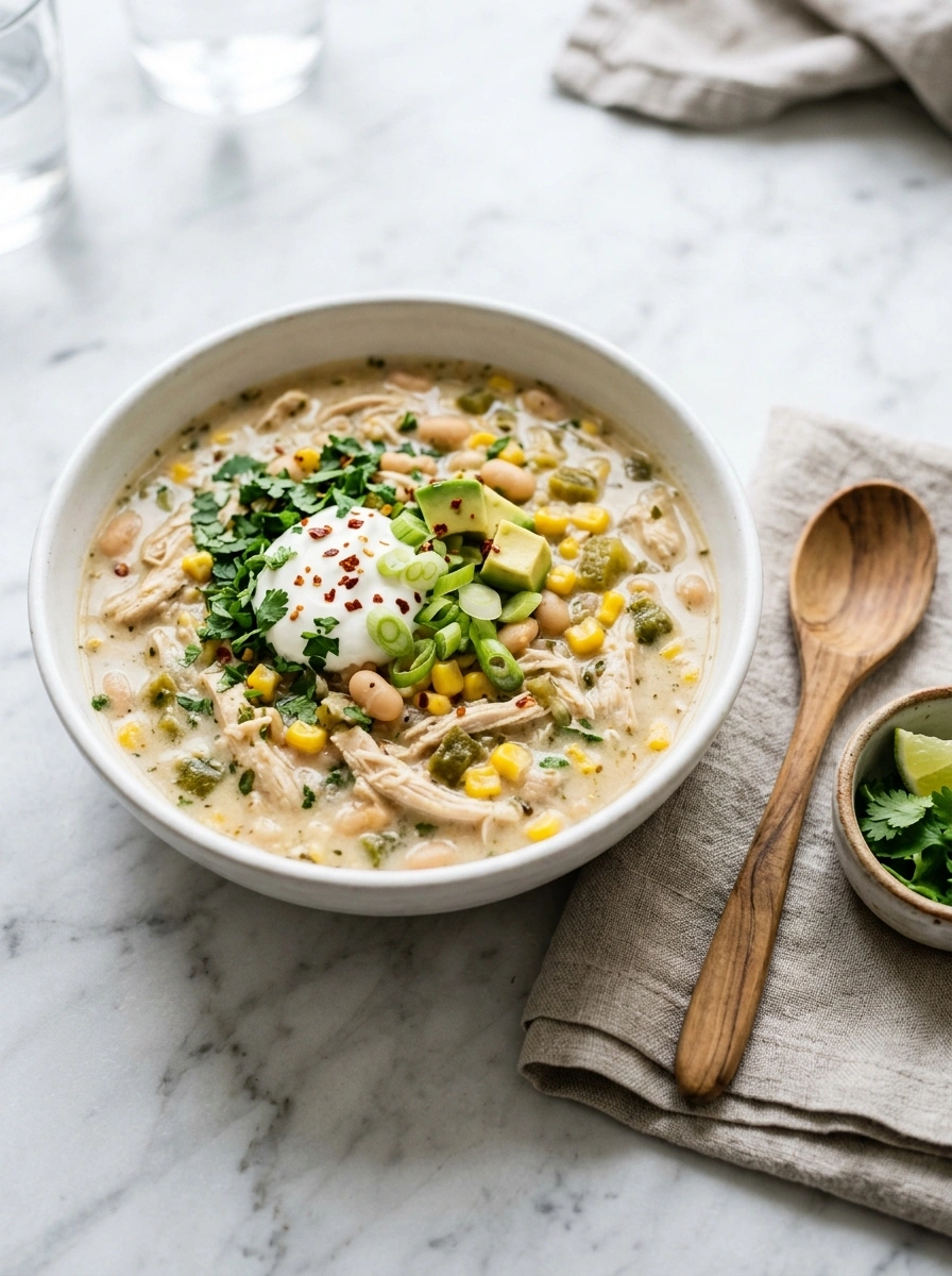 cozy slow cooker chicken chili ready to serve