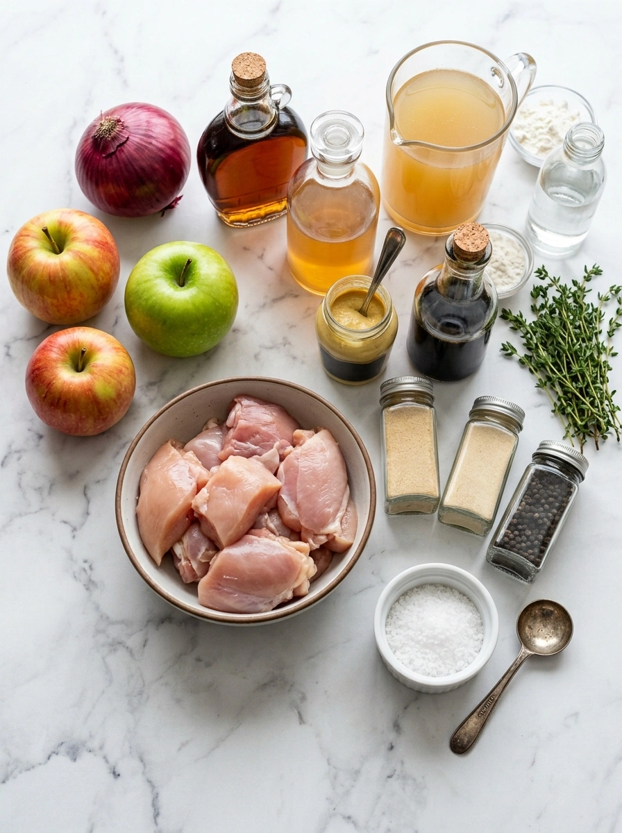 Ingredients for cozy slow cooker maple glazed chicken