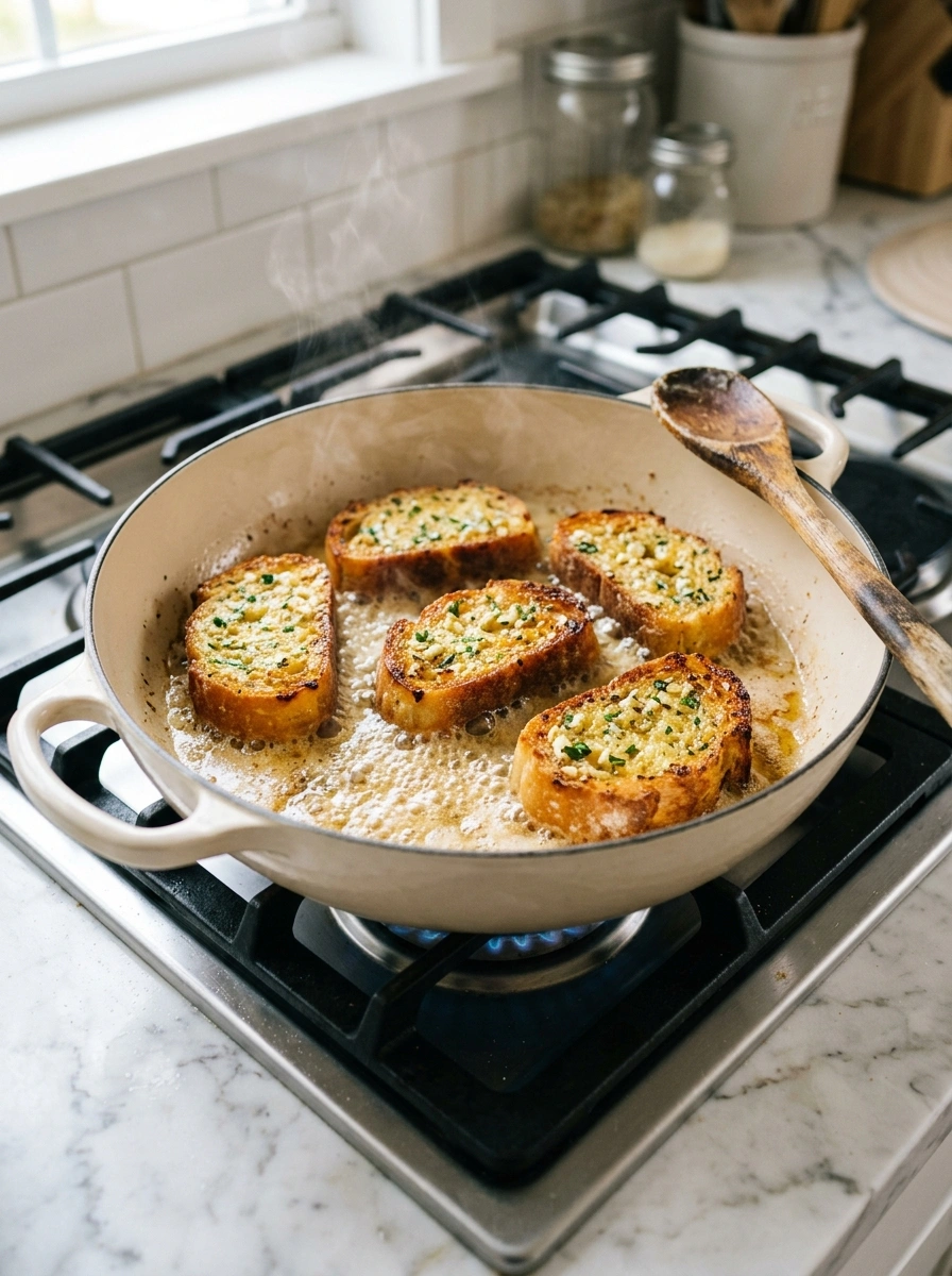 Cooking instructions for crispy golden air fryer garlic bread