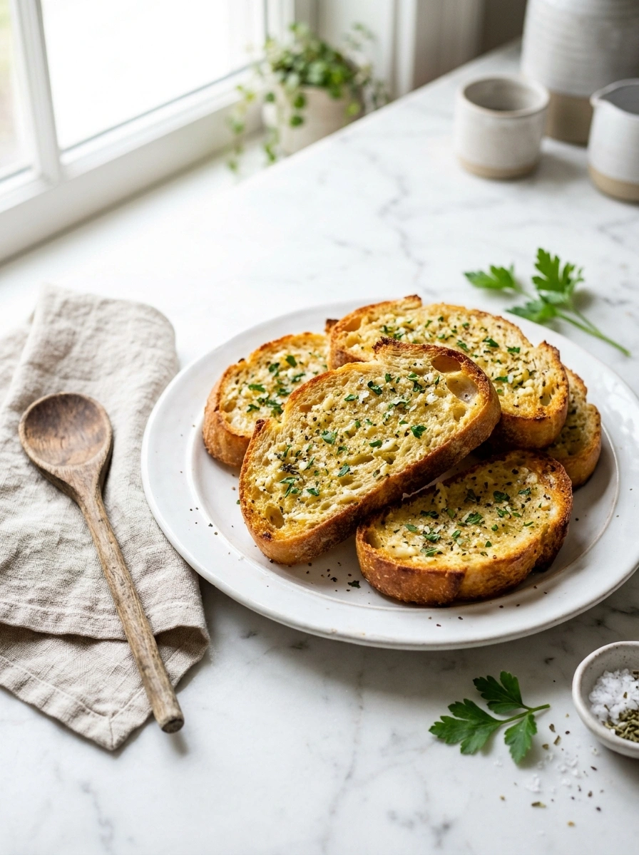 crispy golden air fryer garlic bread ready to serve