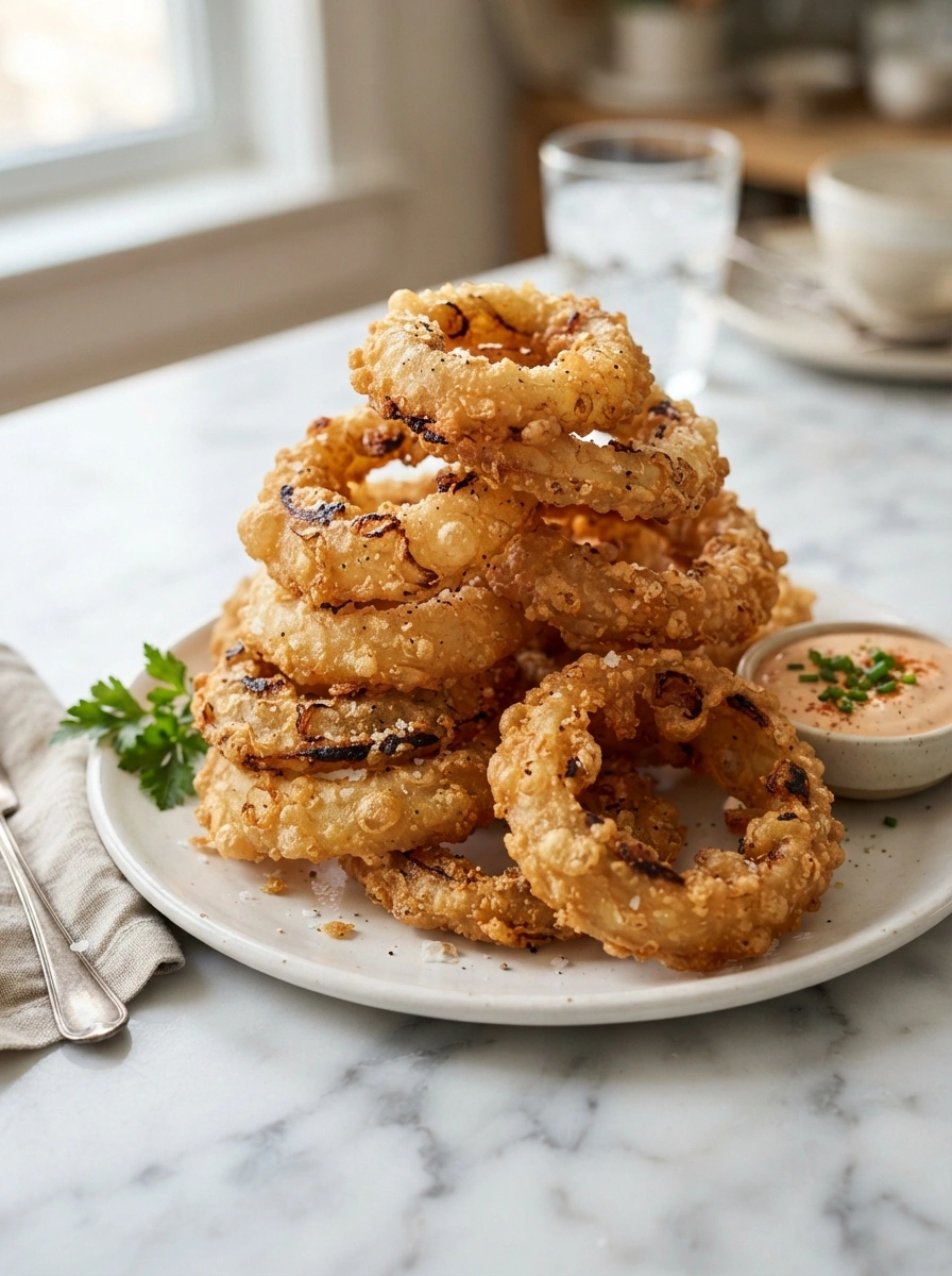 Crispy Golden Air Fryer Onion Rings | 15-Min Easy Family Game Day Side