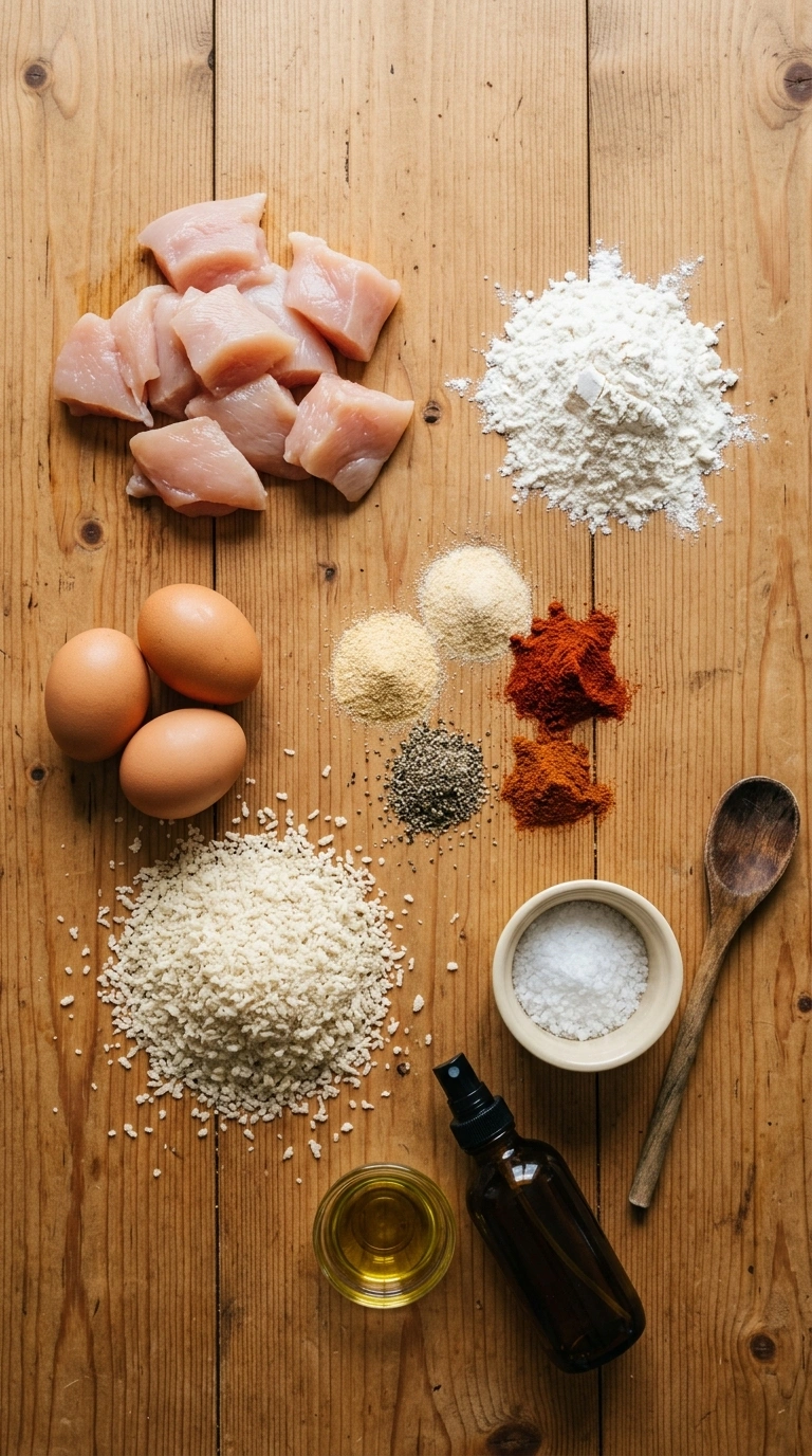 Ingredients for crispy golden air fryer chicken tenders