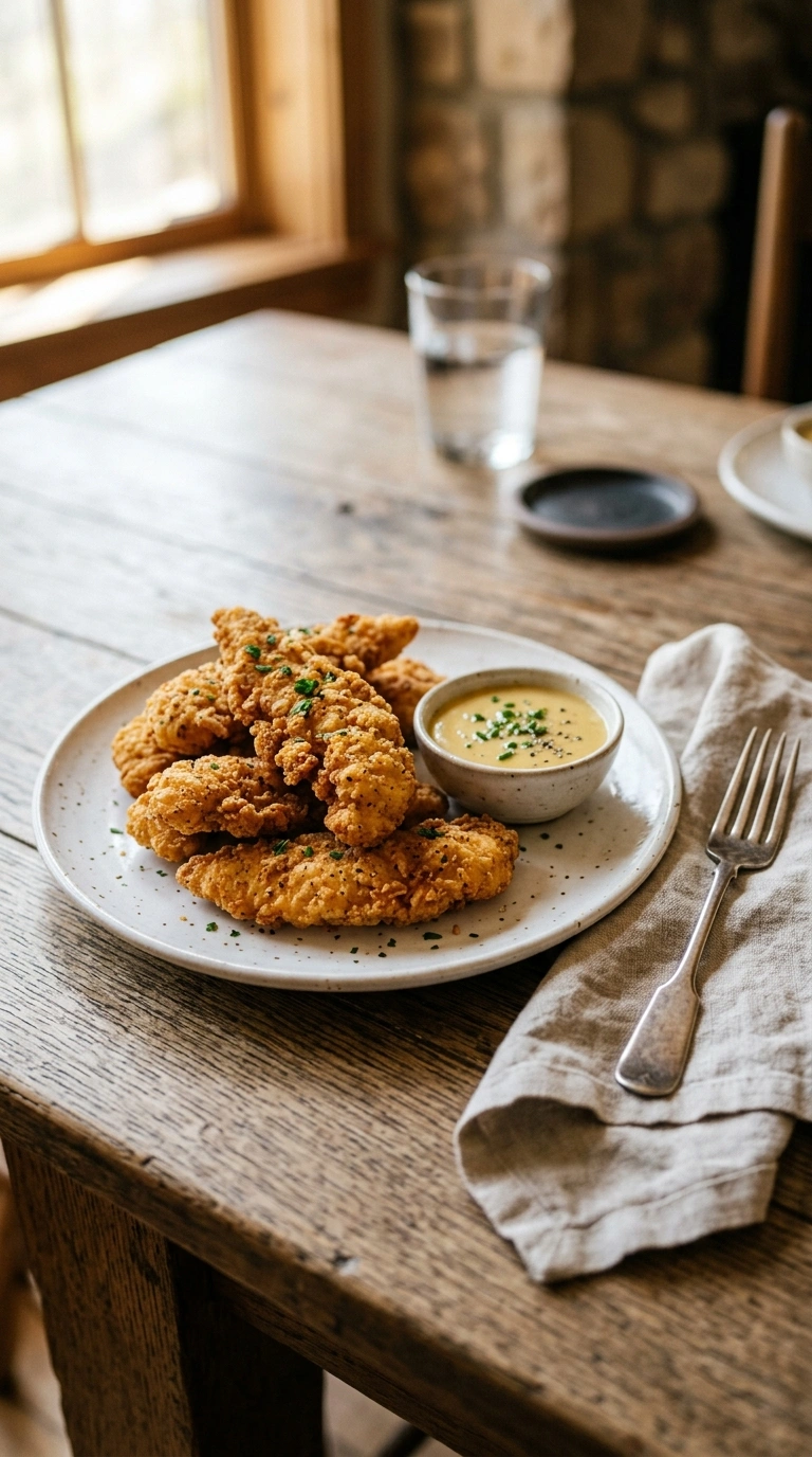 crispy golden air fryer chicken tenders ready to serve