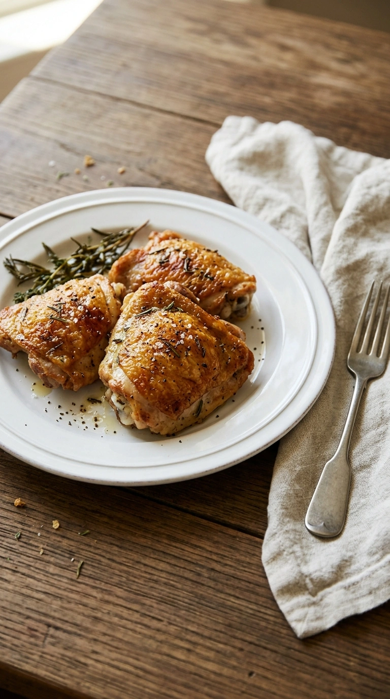 crispy golden air fryer chicken thighs ready to serve