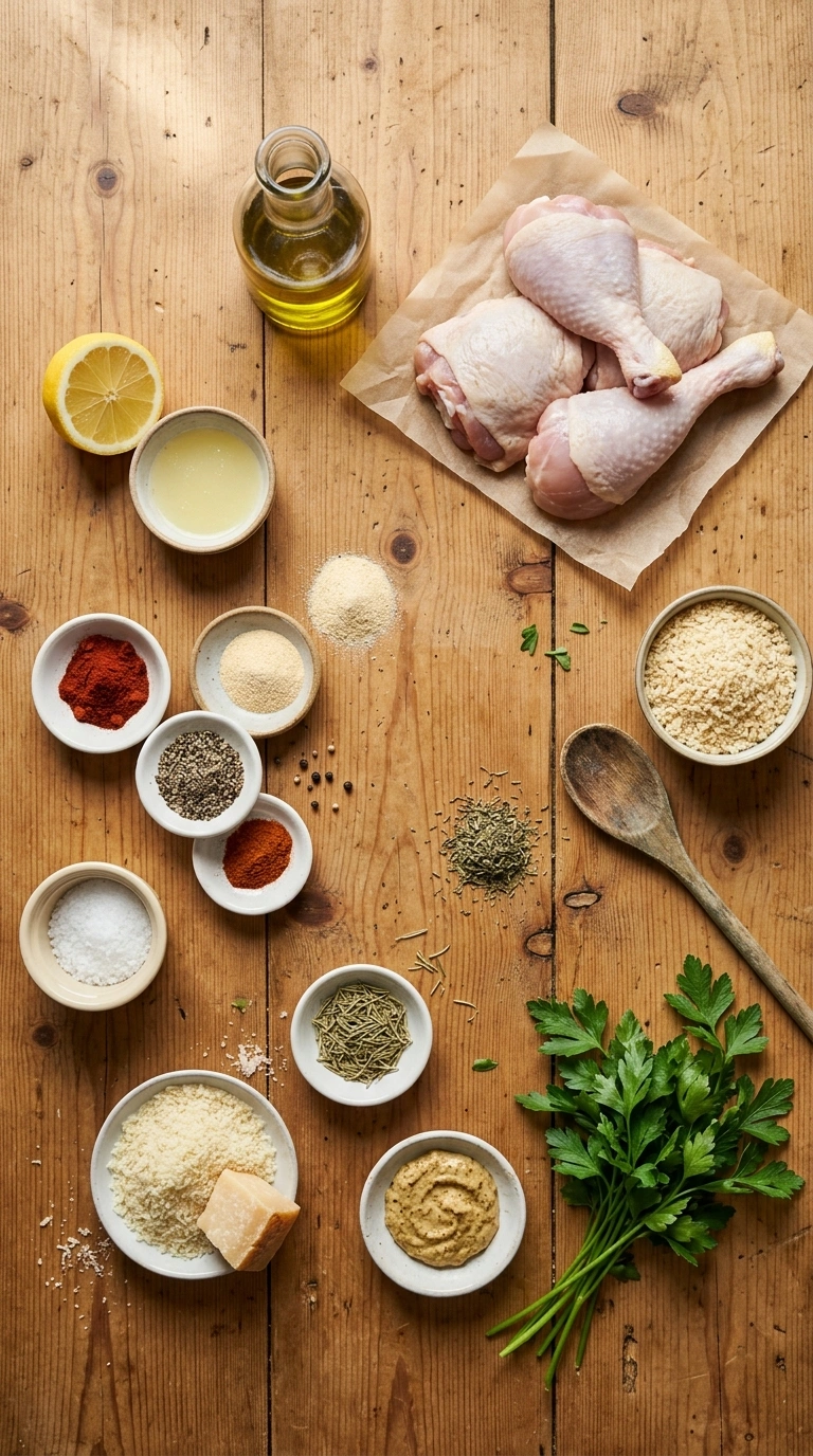 Ingredients for crispy golden air fryer chicken thighs