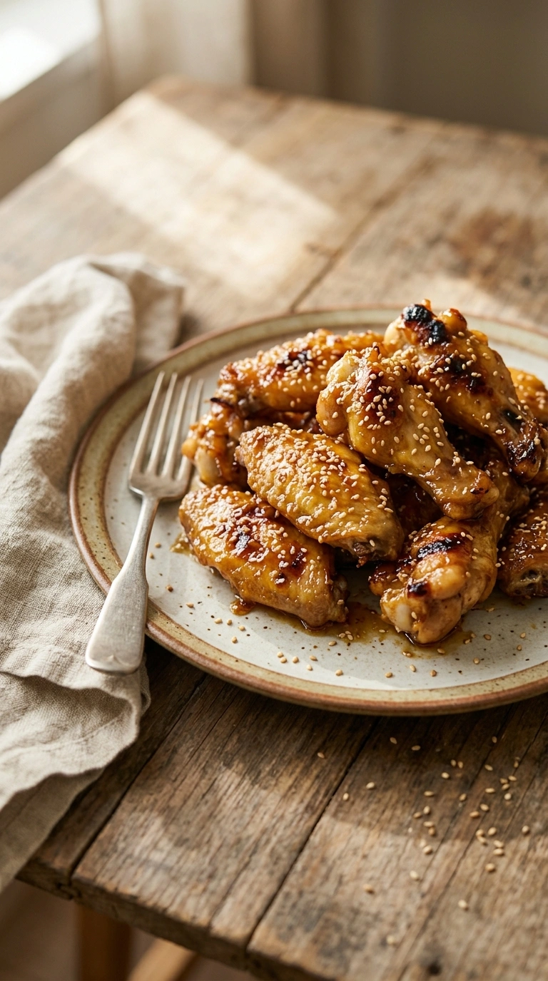 crispy golden air fryer honey garlic wings ready to serve