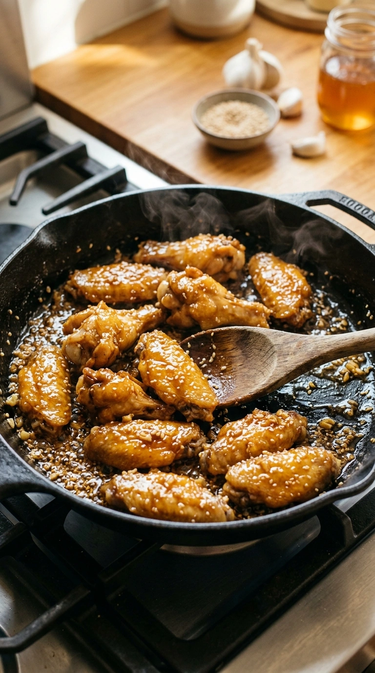 Cooking instructions for crispy golden air fryer honey garlic wings