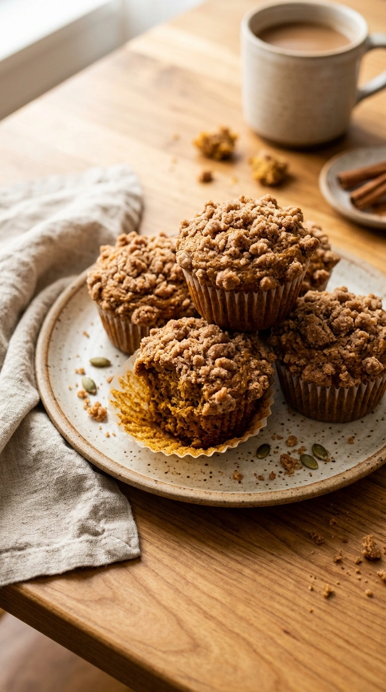 Bakery Style Pumpkin Muffins With Crumb Topping