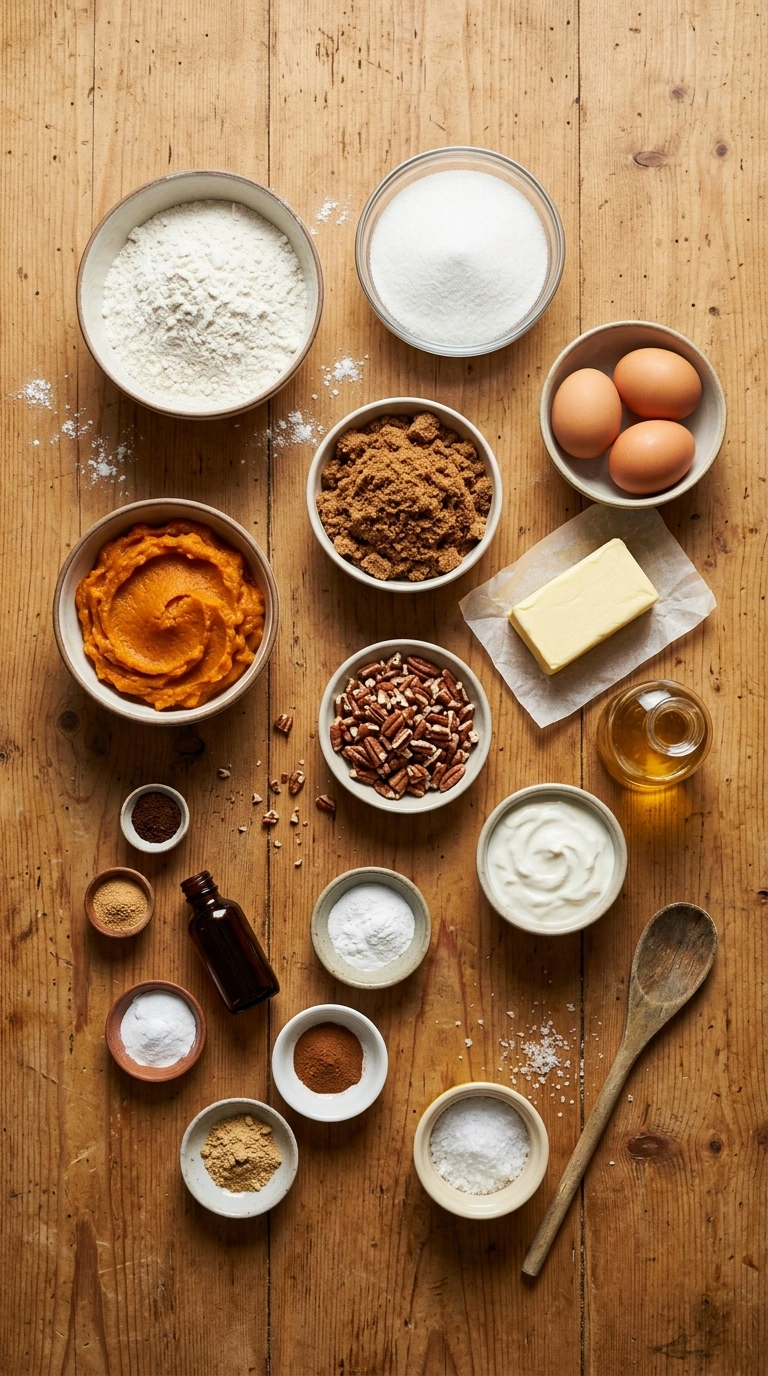 Ingredients for pumpkin muffins recipe