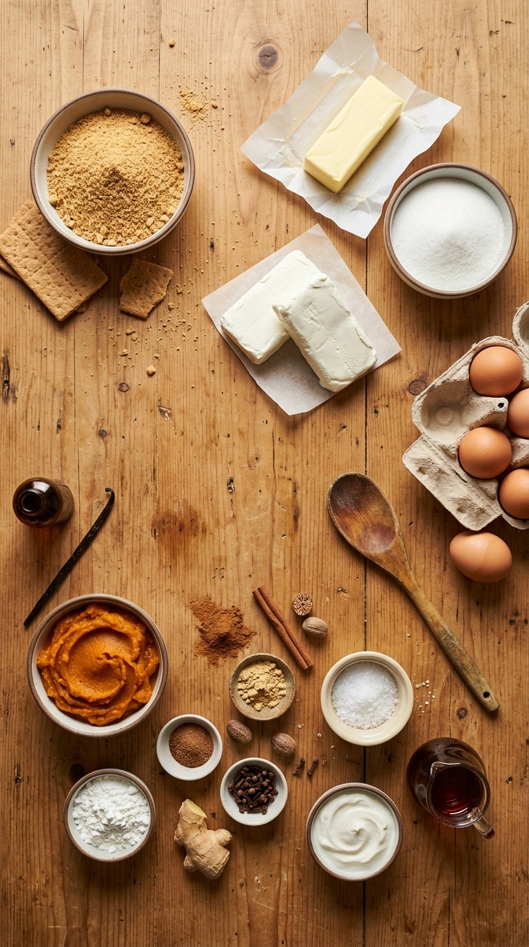 Ingredients for pumpkin cheesecake bars