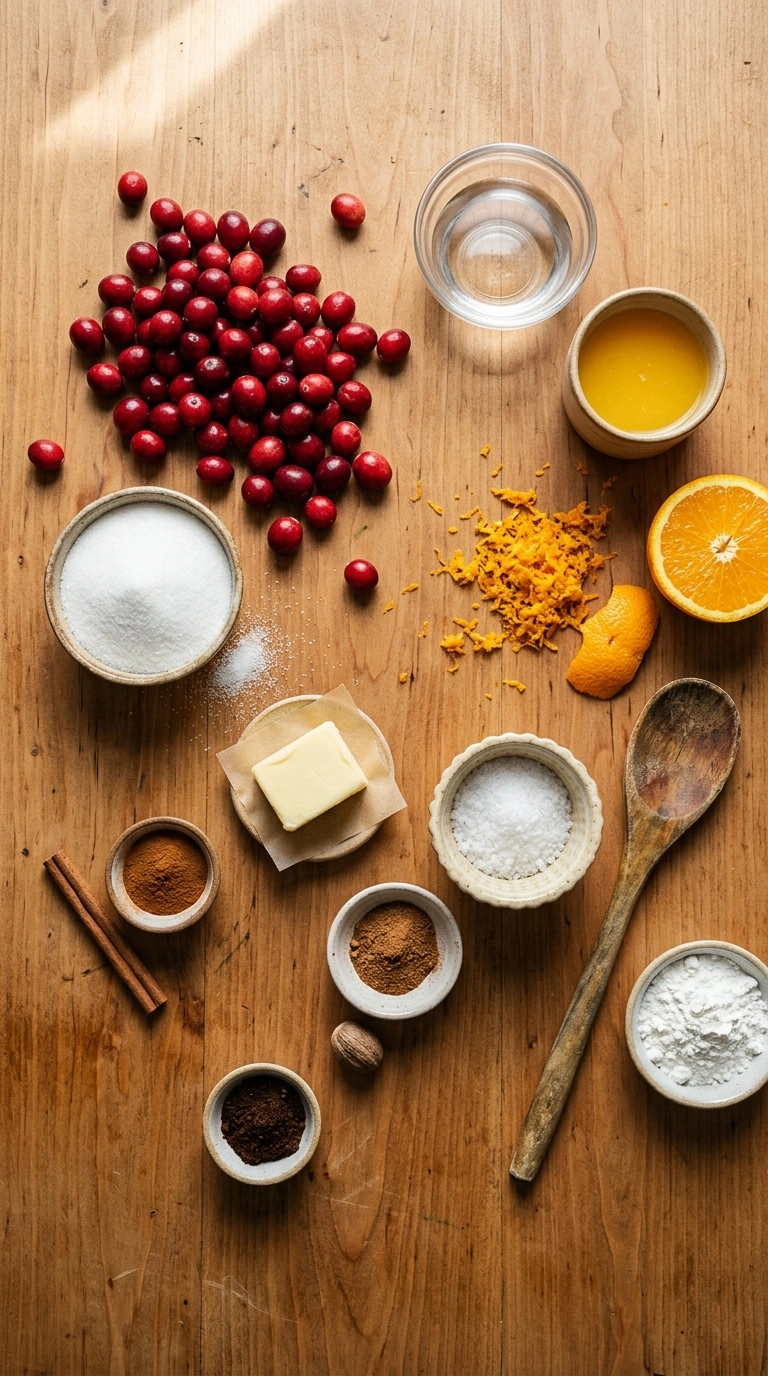 Ingredients for cranberry sauce recipe