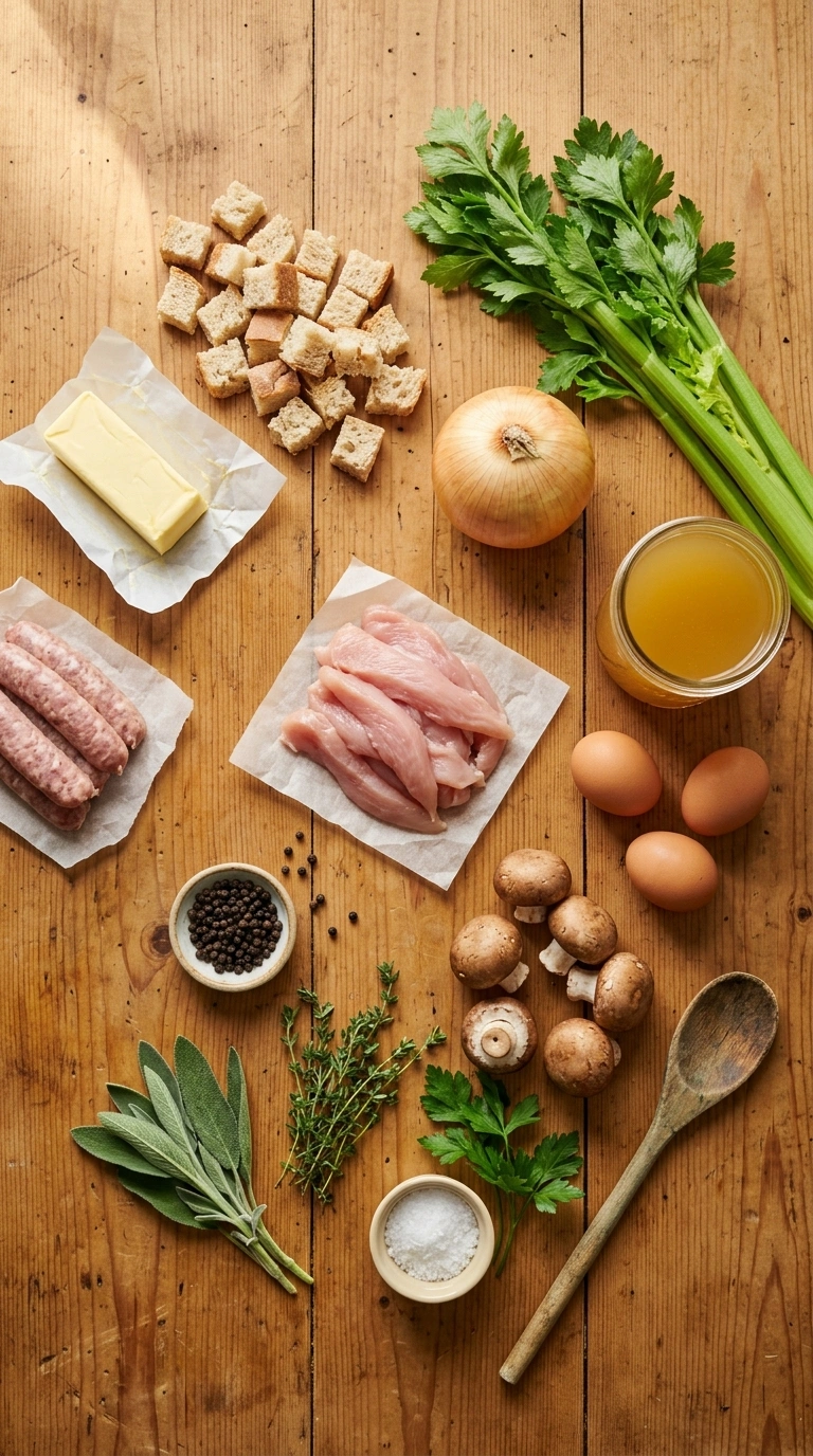 Ingredients for thanksgiving stuffing recipe