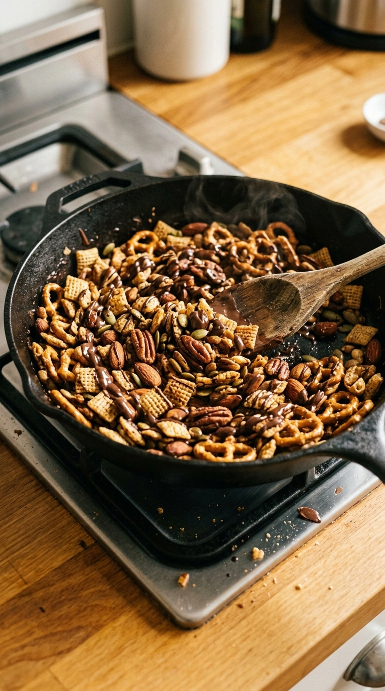 Cooking instructions for christmas snack mix