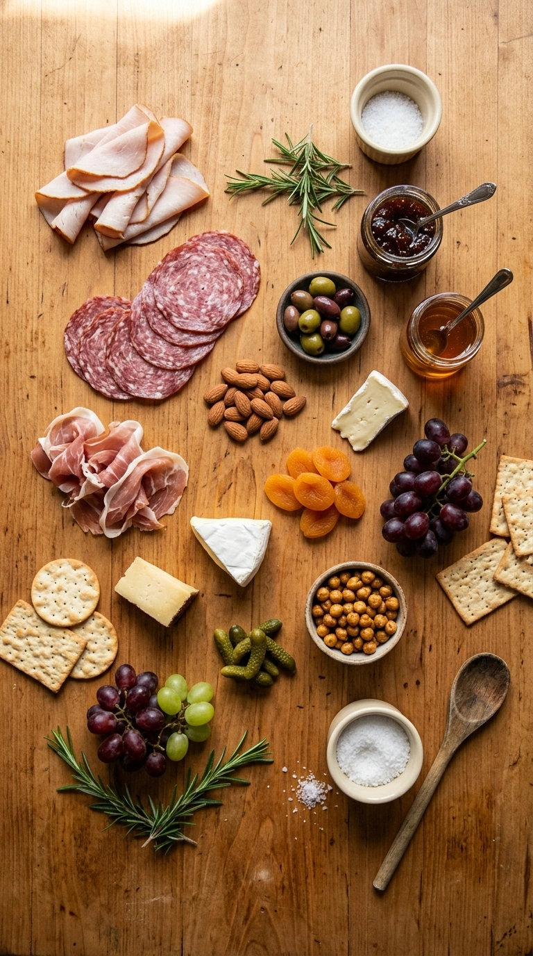 Ingredients for charcuterie board