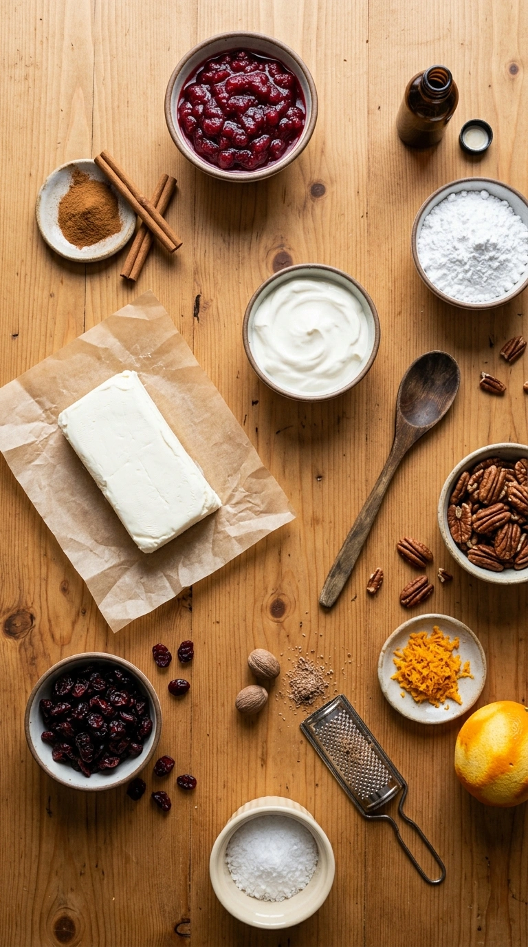 Ingredients for cranberry cream cheese dip