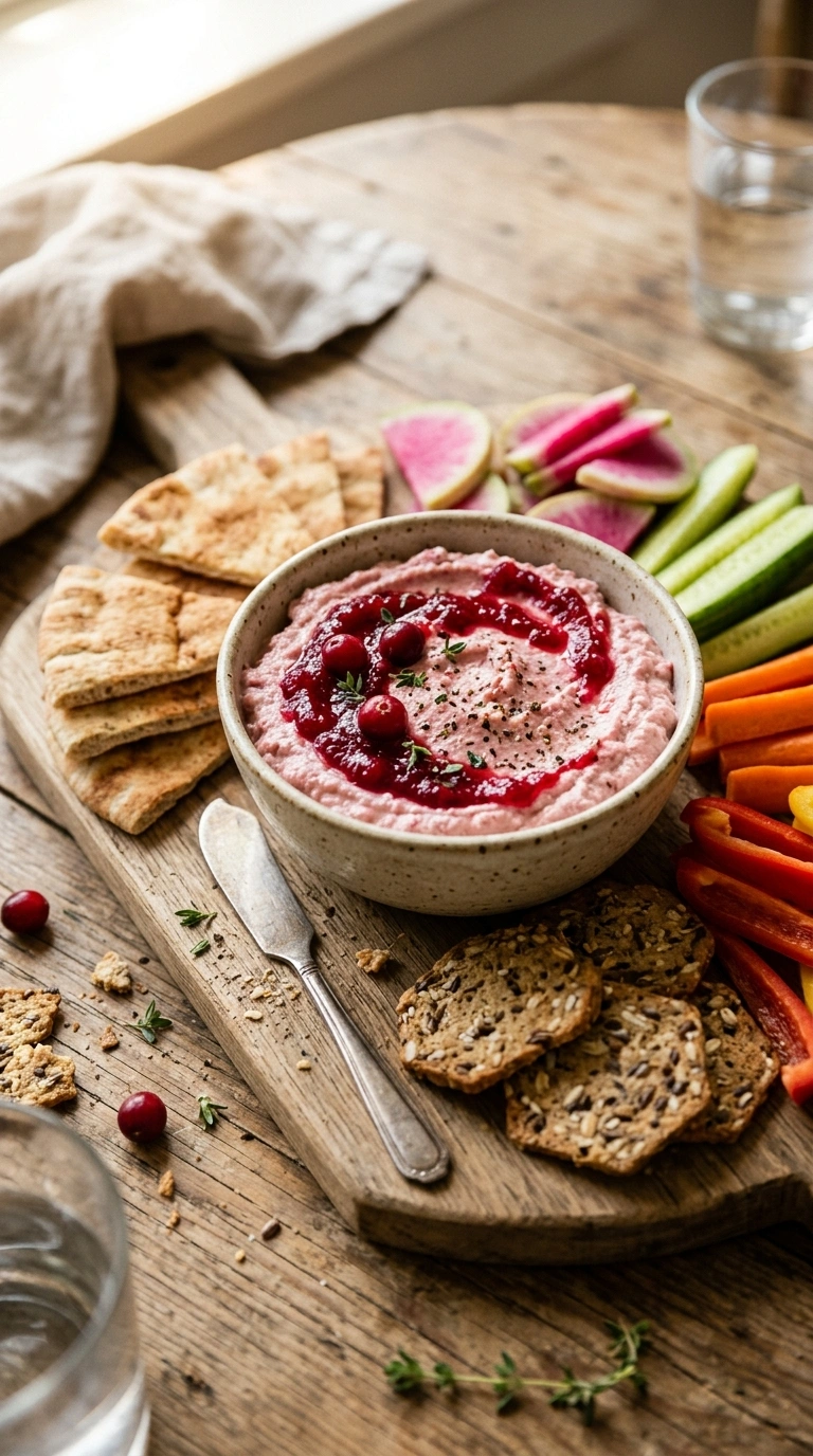 cranberry cream cheese dip ready to serve