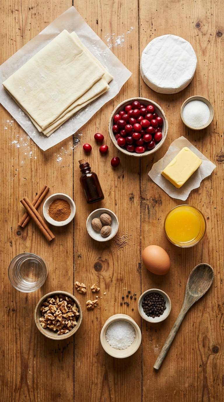 Ingredients for cranberry brie bites