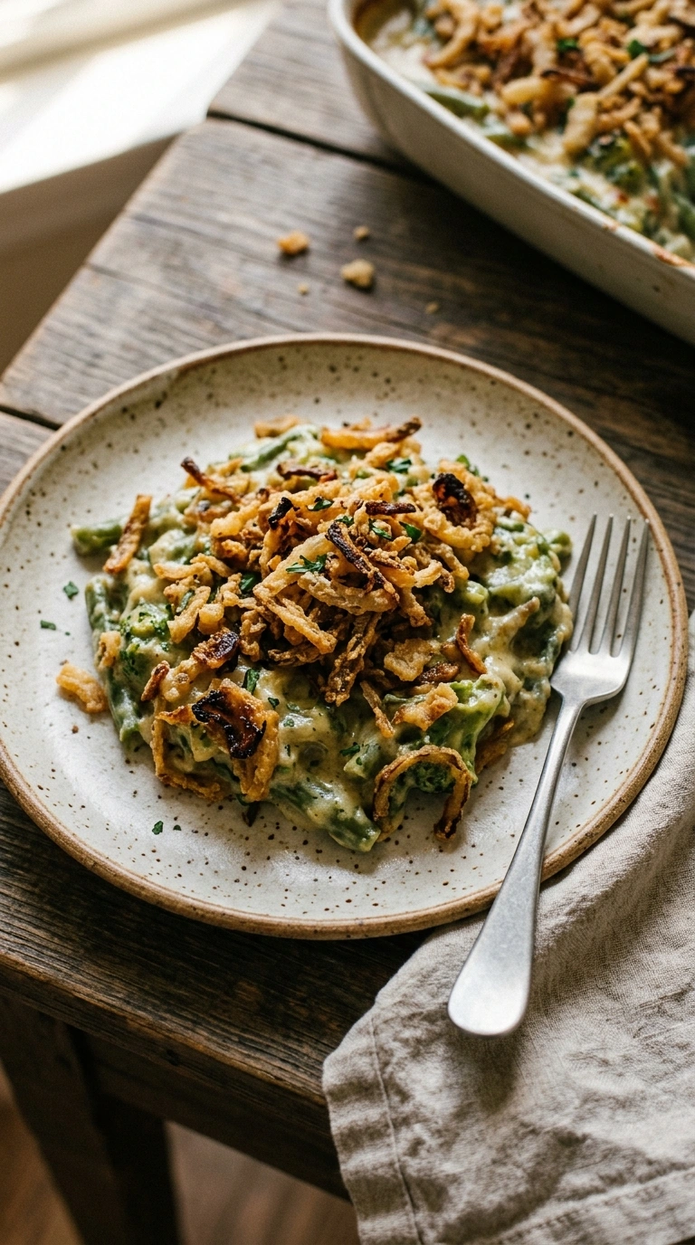 green bean casserole ready to serve