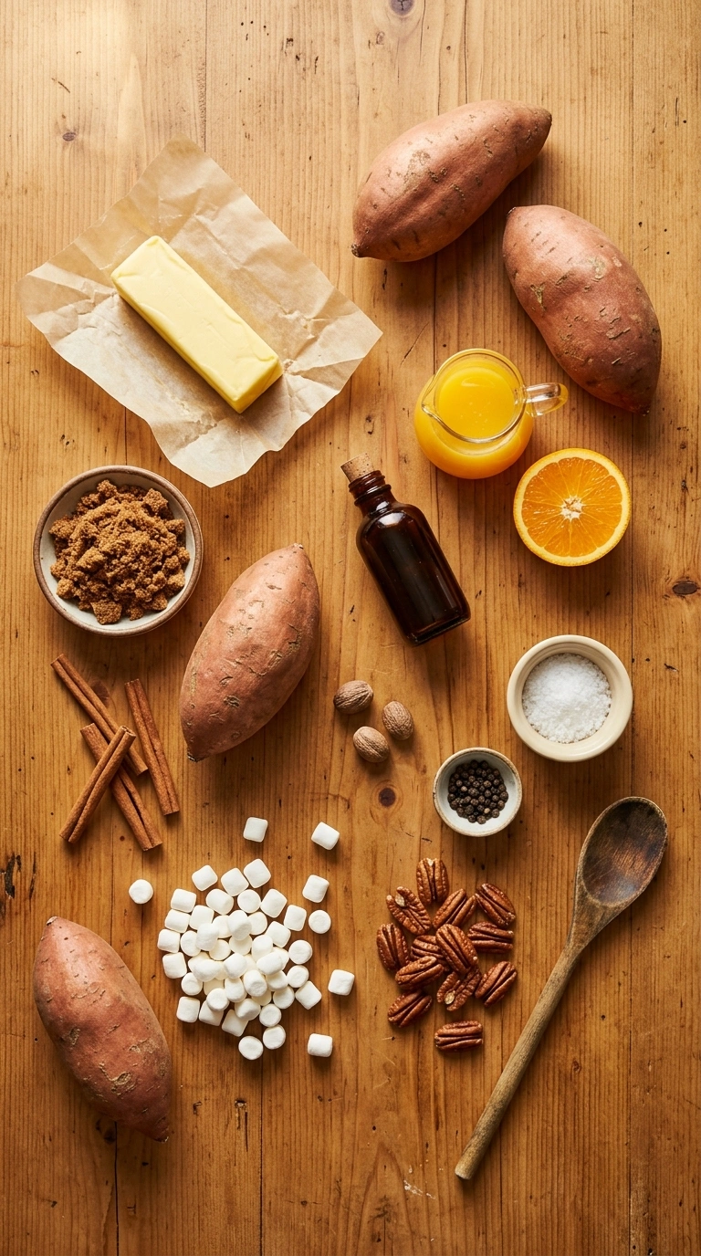 Ingredients for sweet potato casserole