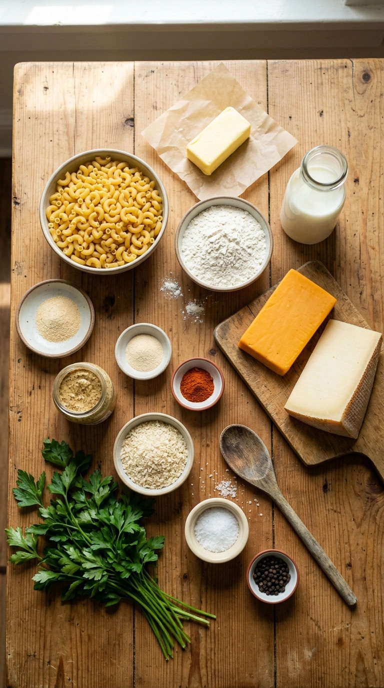 Ingredients for mac and cheese