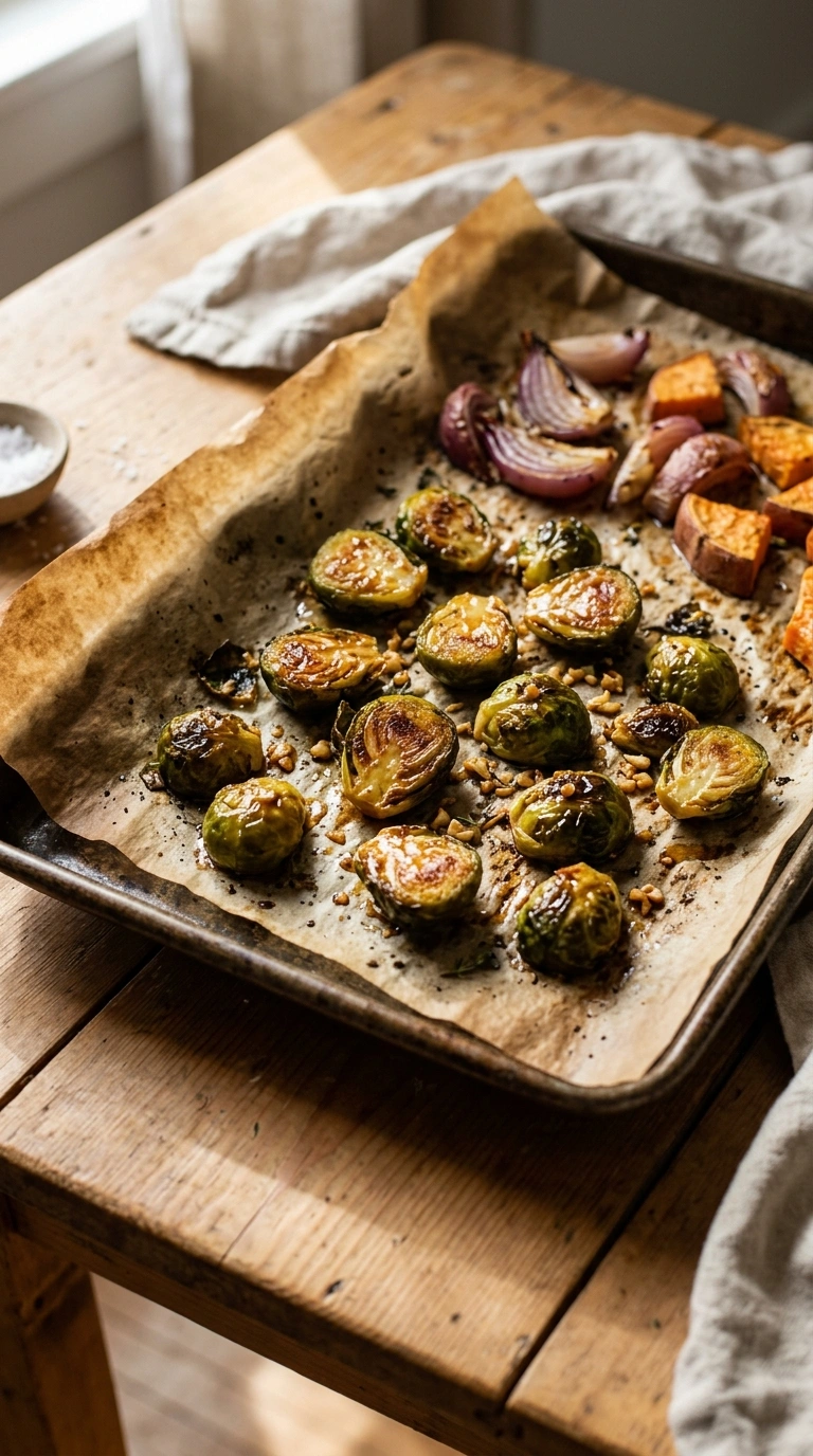 Crispy Roasted Brussels Sprouts With Honey Garlic
