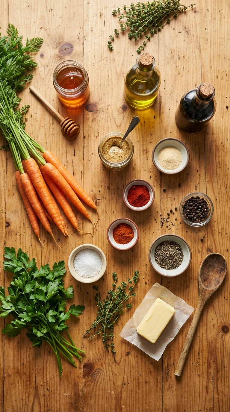 Ingredients for roasted carrots