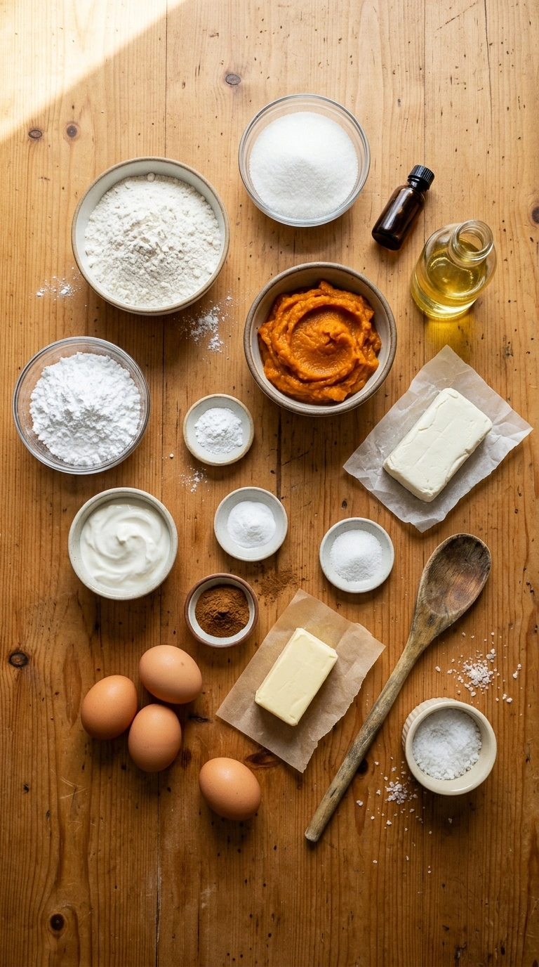 Ingredients for pumpkin spice cake